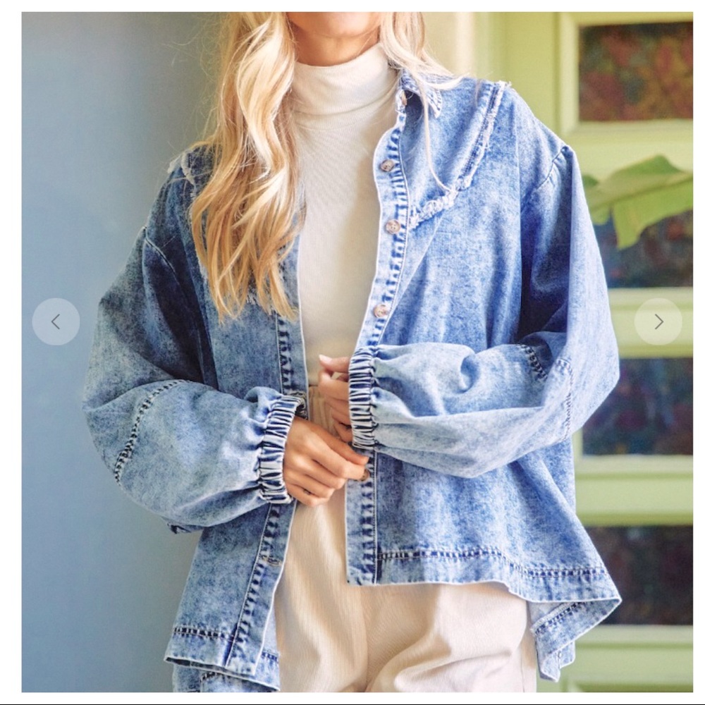 Retro Chic Stone Washed Denim Jacket - Picture 2 of 4